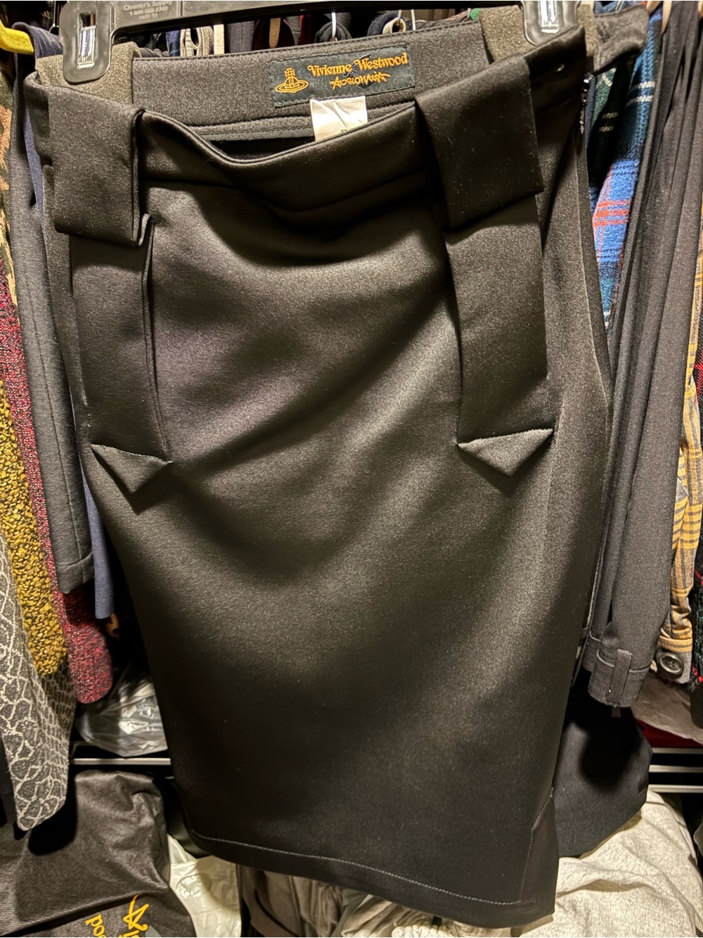 Vivienne Westwood Black High-Waist Pencil Skirt with Tab Details and Pockets